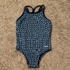 TYR Blue and White Geometric Swimsuit